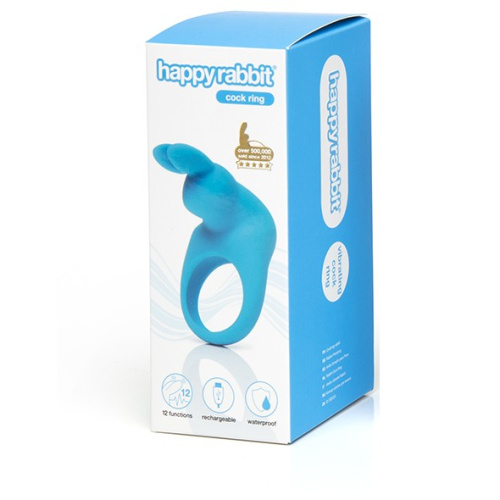 Happy Rabbit Rechargeable Cock Ring - Эрекционное виброкольцо, 6,7 см (голубой)