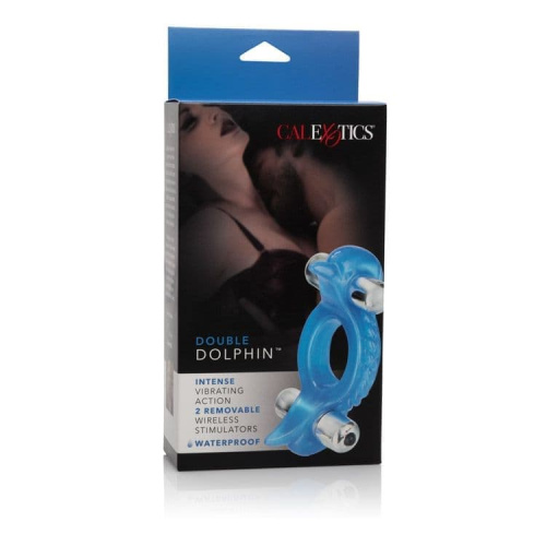 CalExotics Double Dolphin - виброкольцо, 8х4 см (голубой)