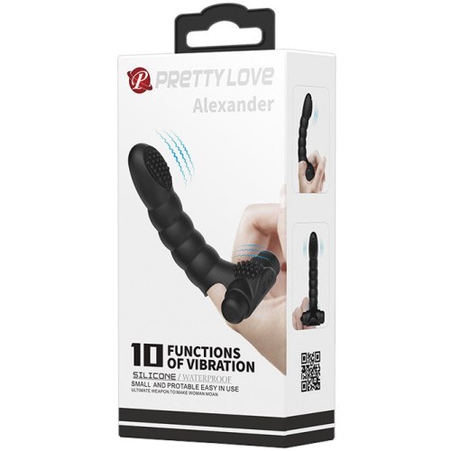 LyBaile Pretty Love Alexander Finger Vibrator Black - Вибронасадка на палец, 13х2.6 см (чёрный)