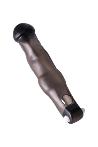 Toyfa XLover - Насадка-увеличитель для пениса с виброэлементом, 19,4 см (черный прозрачный)