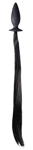 Orion Horny Pony Whip Plug Анальна пробка з хвостом, 12,5х4 см (чорний)