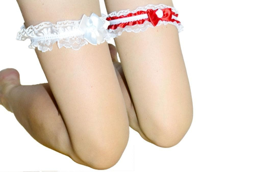 Hao Toys - Кружевная подвязка с бантиком, S-L (белый) - sex-shop.ua