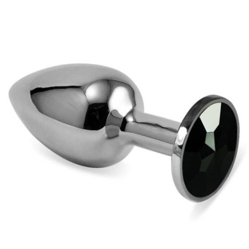 LoveToy Rosebud Classic Black - Анальная пробка с кристаллом, 7,5х3 см (чёрный)