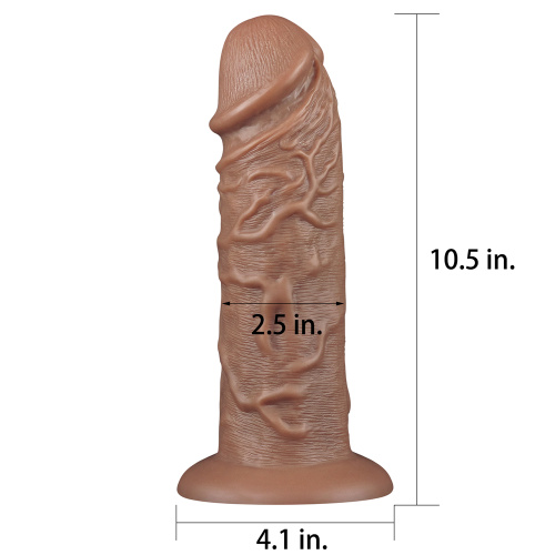 LoveToy - Realistic Chubby Dildo Brown 10.5 '' - Фаллоимитатор, 26.6х6.3 см