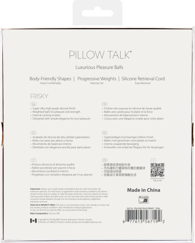 Pillow Talk Frisky Teal - роскошные вагинальные шарики с кристаллом, 3,2 см. - sex-shop.ua