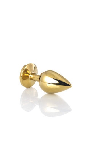 TOYFA Metal Golden anal plug - серебристая анальная пробка с кристаллом, 9х4 см (чёрный)