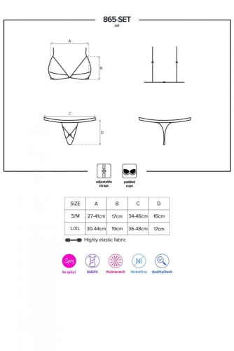 Obsessive 865-SET-1 set - эротический комплект с доступом, S/M (чёрный)