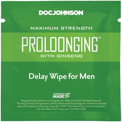 Doc Johnson Delay Wipe For Men - Пролонгирующая салфетка с экстрактом женьшеня (1 шт) - sex-shop.ua