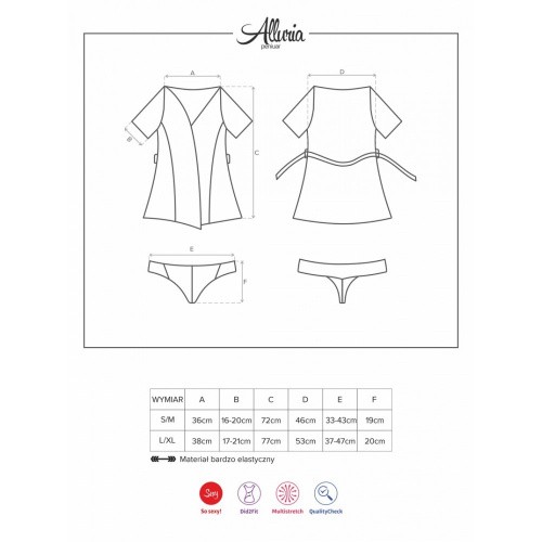 Obsessive Alluria robe - сексуальный пеньюар с кружевом, L/XL (чёрный) - sex-shop.ua
