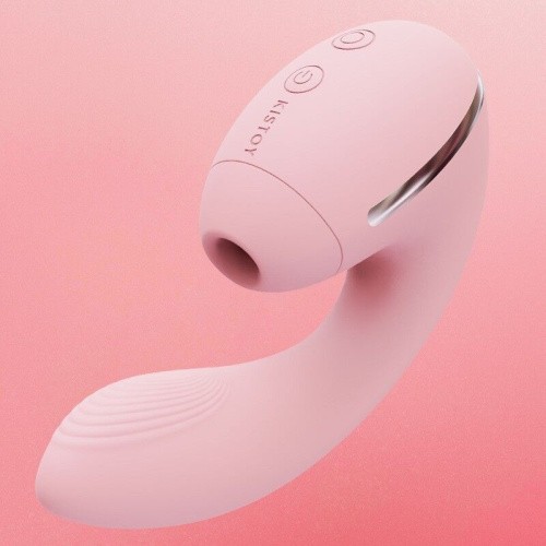 Kistoy Tina Mini - Вакуумный вагинально-клиторальный вибратор, 11х3.2 см (розовый) - sex-shop.ua