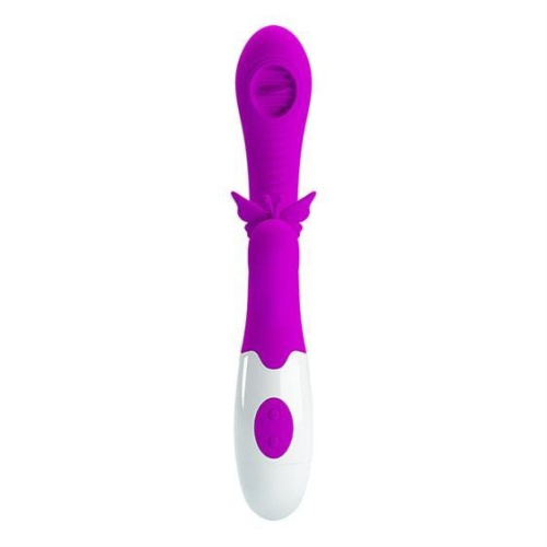 Pretty Love Moth Clitoris Vibrator - вибратор кролик с язычком, 20.7х3.2 см (фиолетовый)
