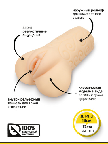 Браззерс мастурбатор вагина с двумя дырочками, 18х12 см - sex-shop.ua