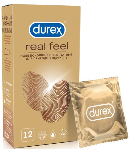 Durex №12 Realfeel - Презервативы из синтетического латекса, 12 шт - sex-shop.ua