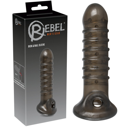 Rebel Dick & Ball Sleeve - Насадка на пенис, 18 см (черный) - sex-shop.ua