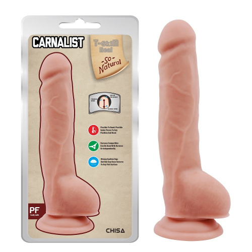 T-skin ReaL Carnalist - Фаллоимитатор на присоске, 23.5х4.2 см