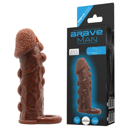 Brave Men Penis Sleeve Flesh - Удлиняющая насадка на пенис, 14 см (телесный)