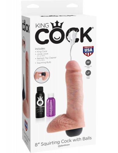Фаллоимитатор с эякуляцией King Cock Squirting 8", 15,9х5 см - sex-shop.ua