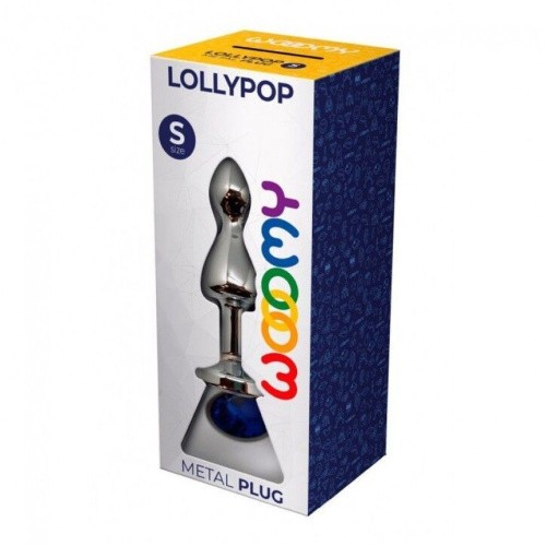 Wooomy Lollypop Double Ball Metal Plug S - Анальная пробка, 8.5х2.8 см (голубой)