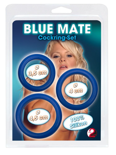 Blue Mate Cockring Set - Набор эрекционных колец, 3 шт (синий) - sex-shop.ua