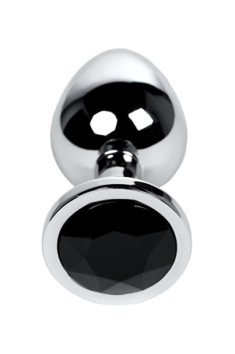 TOYFA Metal Silver anal plug - серебристая анальная пробка с кристаллом, 7.5х3.4 см (чёрный)