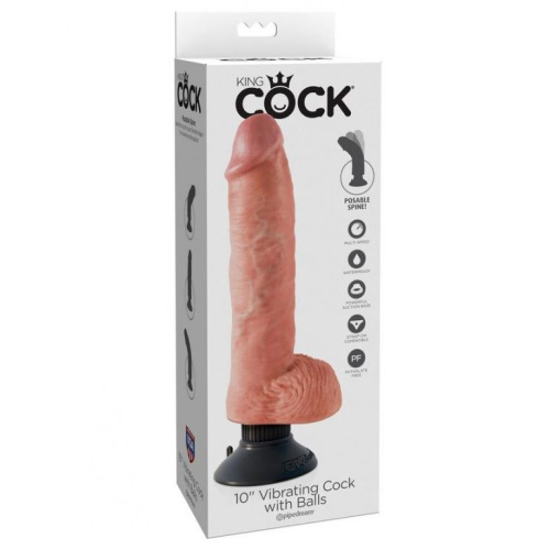 Pipedream Vibrating King Cock 10 with Balls - Вибратор, 20.5 см