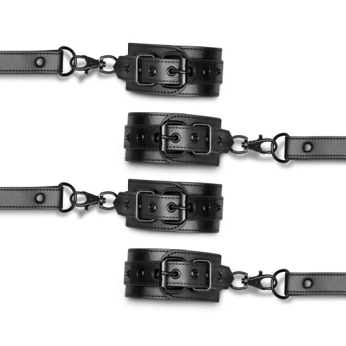 Bedroom Fantasies Hogtie & Cuffs Set 4-Way Restrant Set - Фиксатор для рук и ног, (черный)