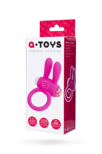 Toyfa A-Toys - Виброкольцо с ушками и шипами, 2.5 см (розовое)