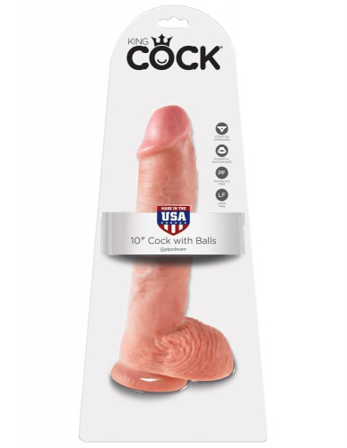 Фаллоимитатор Cock 10 Inch With Balls, 25,4х5,1 см