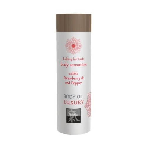 Shiatsu Body Oil Luxury Strawberry & Red Pepper - Массажное масло (съедобное) 75 мл - sex-shop.ua