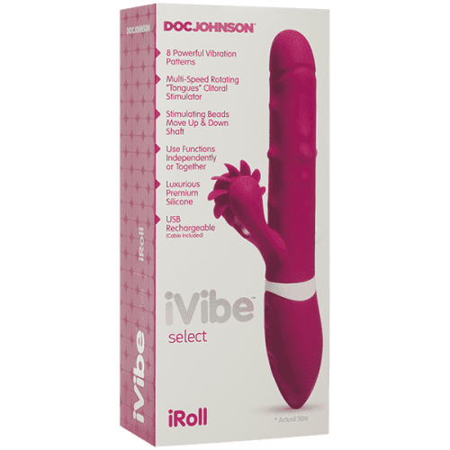 Doc Johnson iVibe Select iRoll - вібромасажер 24.1х3.8 см (рожевий)