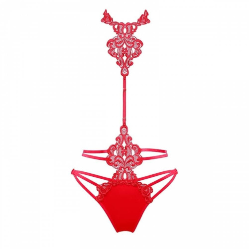 Ewa Bien Leа D900 еротичне боді з мереживом і оголеними грудьми (Червоний, L)