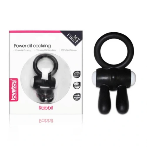 LoveToy Power Clit Cockring - виброкольцо с ушками, 7.5х2.5 см (чёрный)