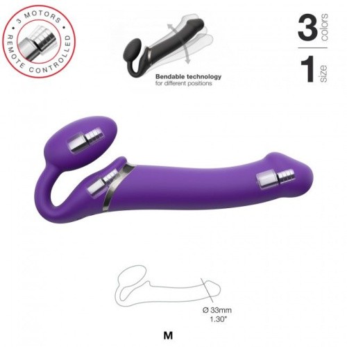 Strap-On-Me Vibrating Violet M - Безремневий страпон з вібрацією, 18х3.3 см
