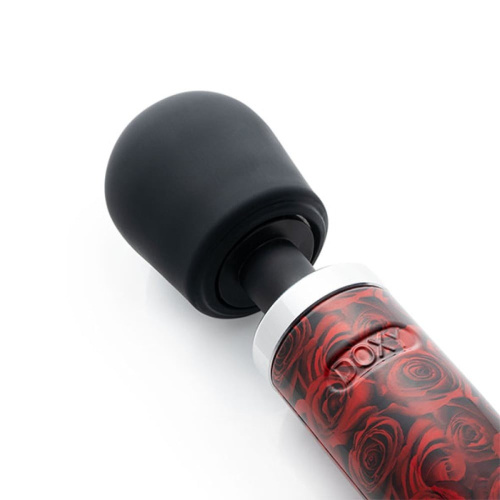 DOXY Die Cast Rose Pattern - очень мощный вибратор-микрофон в алюминиево-титановом корпусе, 34х6 см (красные розы) - sex-shop.ua