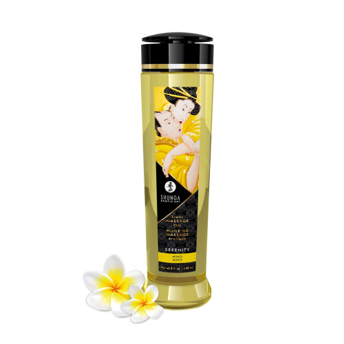 Shunga Serenity Monoi - натуральное увлажняющее массажное масло с запахом монои, 240 мл.