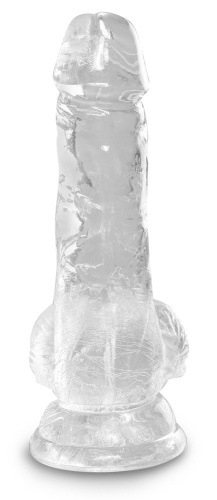 Pipedream King Cock Clear 5" Cock with Balls - Реалистичный фалоимитатор на присоске, 10.8х3.55 см, (прозрачный) - sex-shop.ua