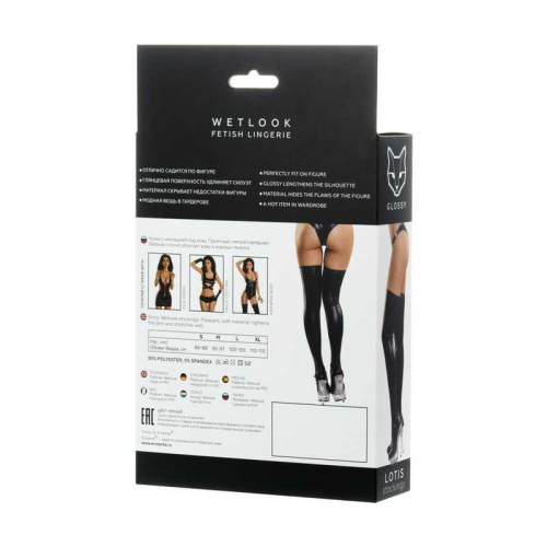 Toyfa Glossy - Панчохи з матеріалу Wetlook, M (чорний) - купити в Україні | Секс шоп SEX-SHOP.ua