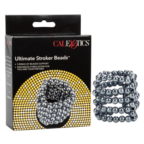 California Exotic Novelties Ultimate Stroker Beads - Насадка на член из бусин, 3.8х3.8 см (серебристый) - sex-shop.ua