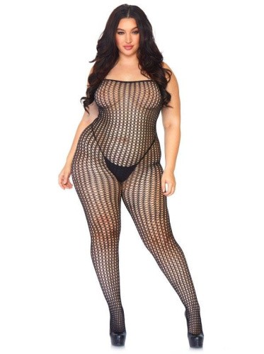 Leg Avenue Seamless Crochet - Комбинезон с тонкими бретелями, ХХL (чёрный)