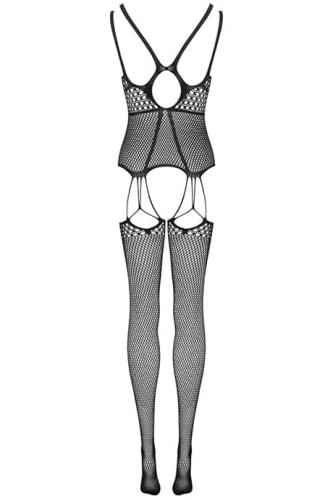 Obsessive N117 - Комбинезон-сетка с тонкими пажами, S-L (чёрный)