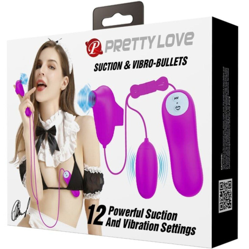 LyBaile Pretty Love Suction & Vibro Bullets Pink - Вибратор для двойного удовольствия, 7х3 см (розовый)