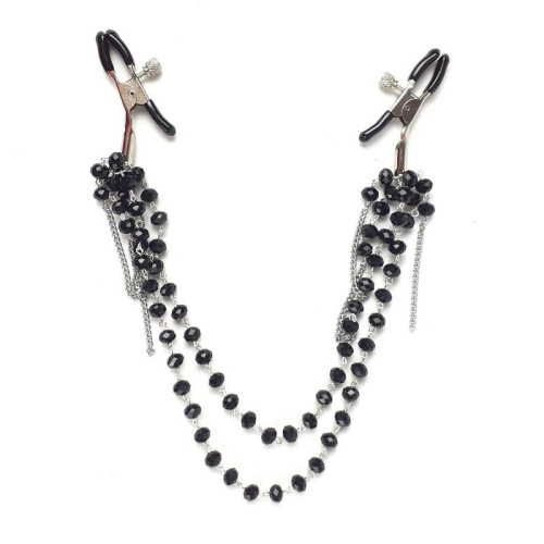 Art of Sex - Nipple clamps Sexy Jewelry Black - Затискачі для сосків на декоративному ланцюжку