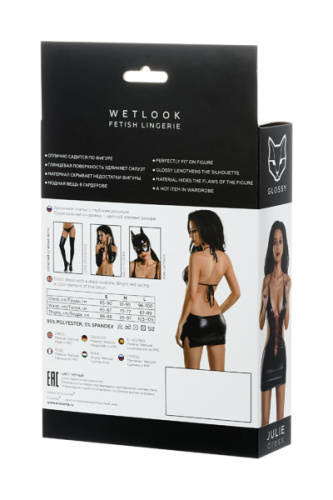 Toyfa Glossy Wetlook - Платье со шнуровкой, M