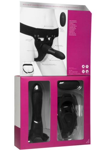 Doc Johnson Body Extensions - Be In Charge - Страпон унісекс з вібрацією, 19х4.5 см (чорний) - купити в Україні | Секс шоп SEX-SHOP.ua