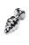 Toyfa Metal Silver anal plug - серебристая ребристая анальная пробка с кристаллом, 8х3.5 см (красный)