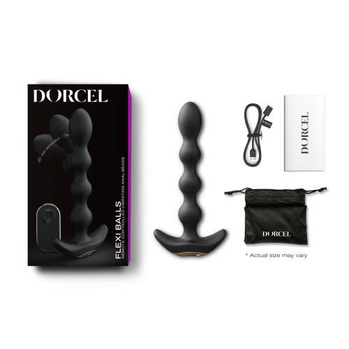 Dorcel Flexi Balls - гибкий анальный стимулятор с вибрацией и дистанционным управлением, 16х2.8 см (чёрный) - sex-shop.ua