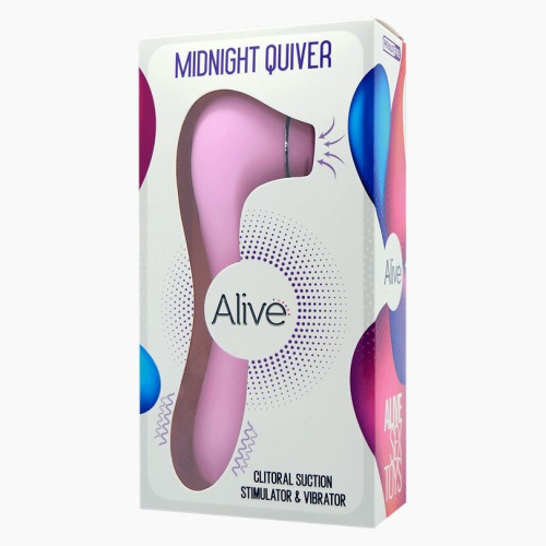 Alive Midnight Quiver Pink - Вібратор та вакуумний кліторальний стимулятор 18.6х3.3 см (рожевий)
