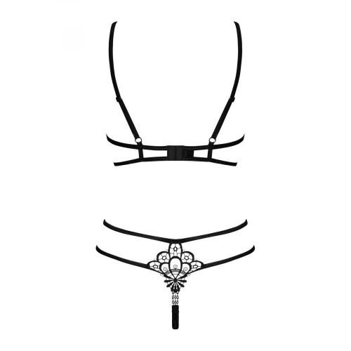 Obsessive Badossa 2-pcs set - Комплект відкритої білизни, L/XL (чорний)
