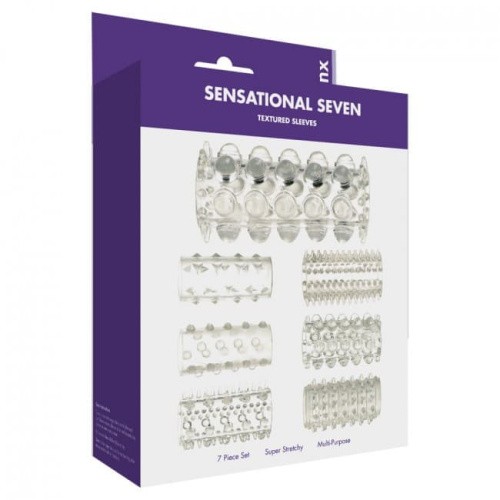 Kinx Sensual Seven Textured Sleeves Transparent Small - Набір насадок з різними текстурами, 7 шт. - купити в Україні | Секс шоп SEX-SHOP.ua