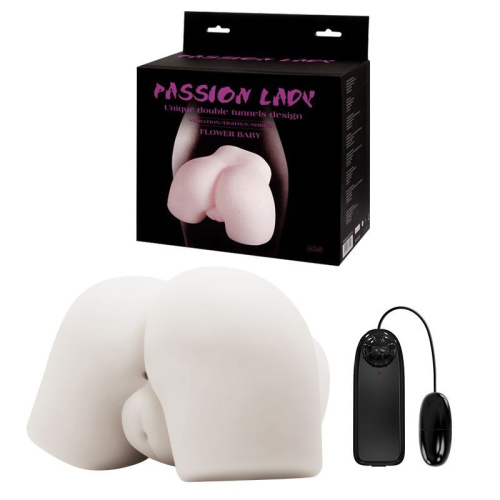 LyBaile Passion Lady Flower Baby - Мастурбатор вагина-анус с вибрацией, 21 см (телесный)